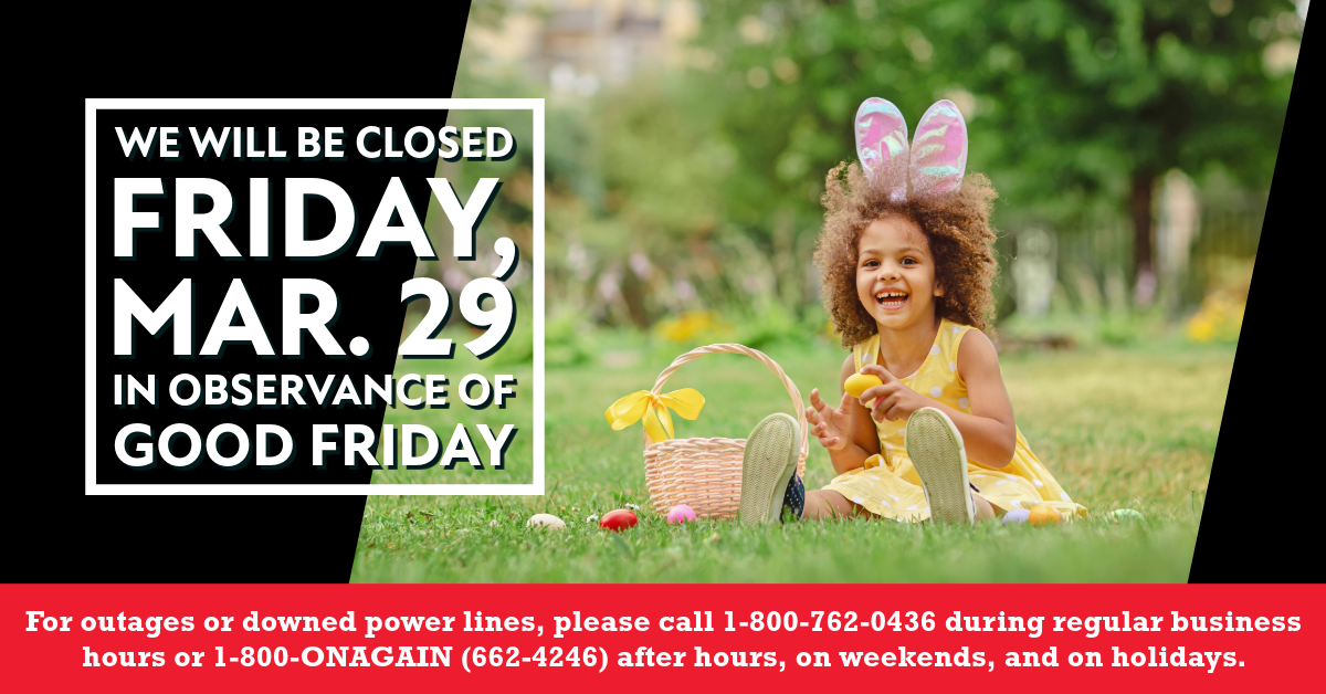 Closed for Good Friday March 29