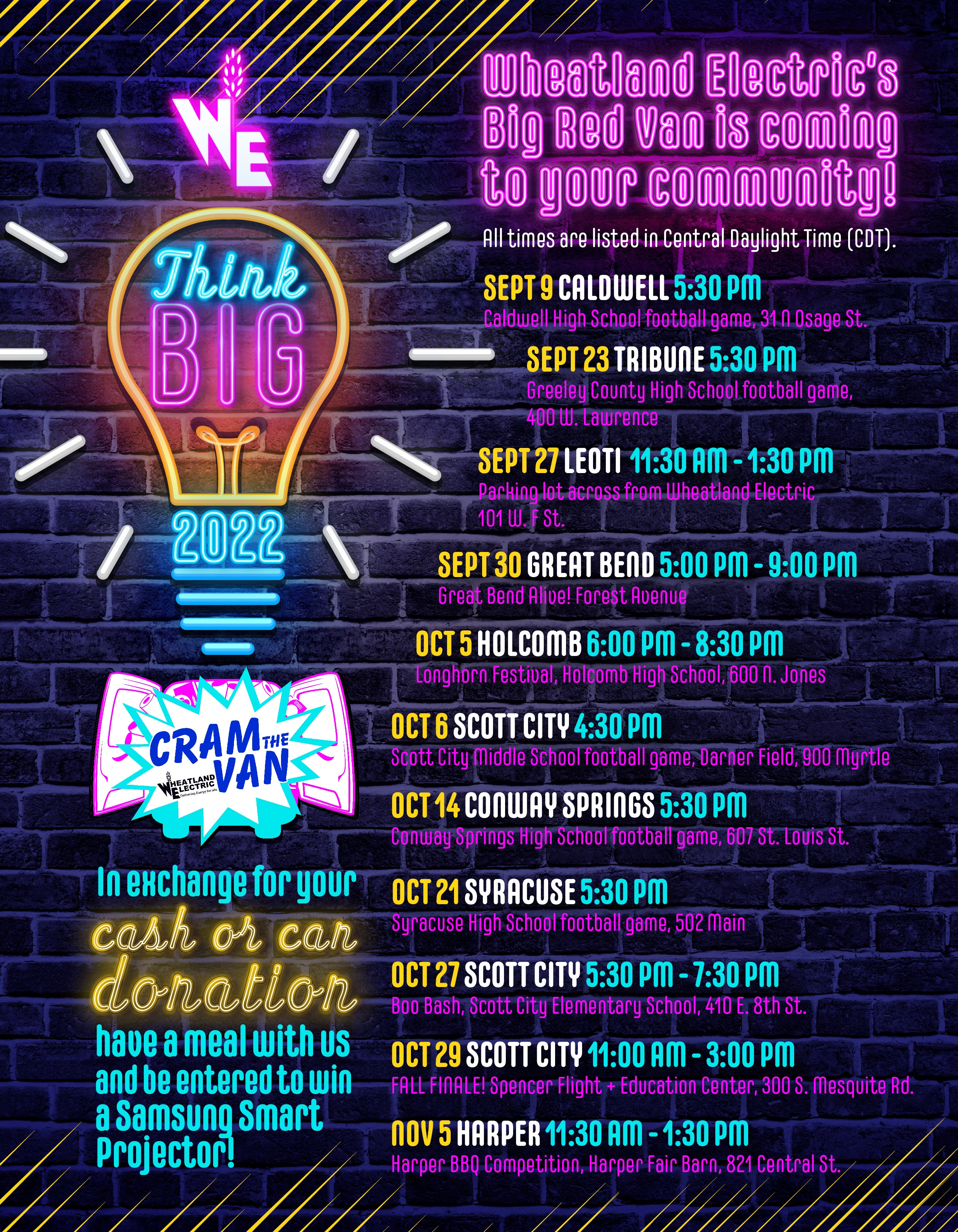 Cram the Van Dates