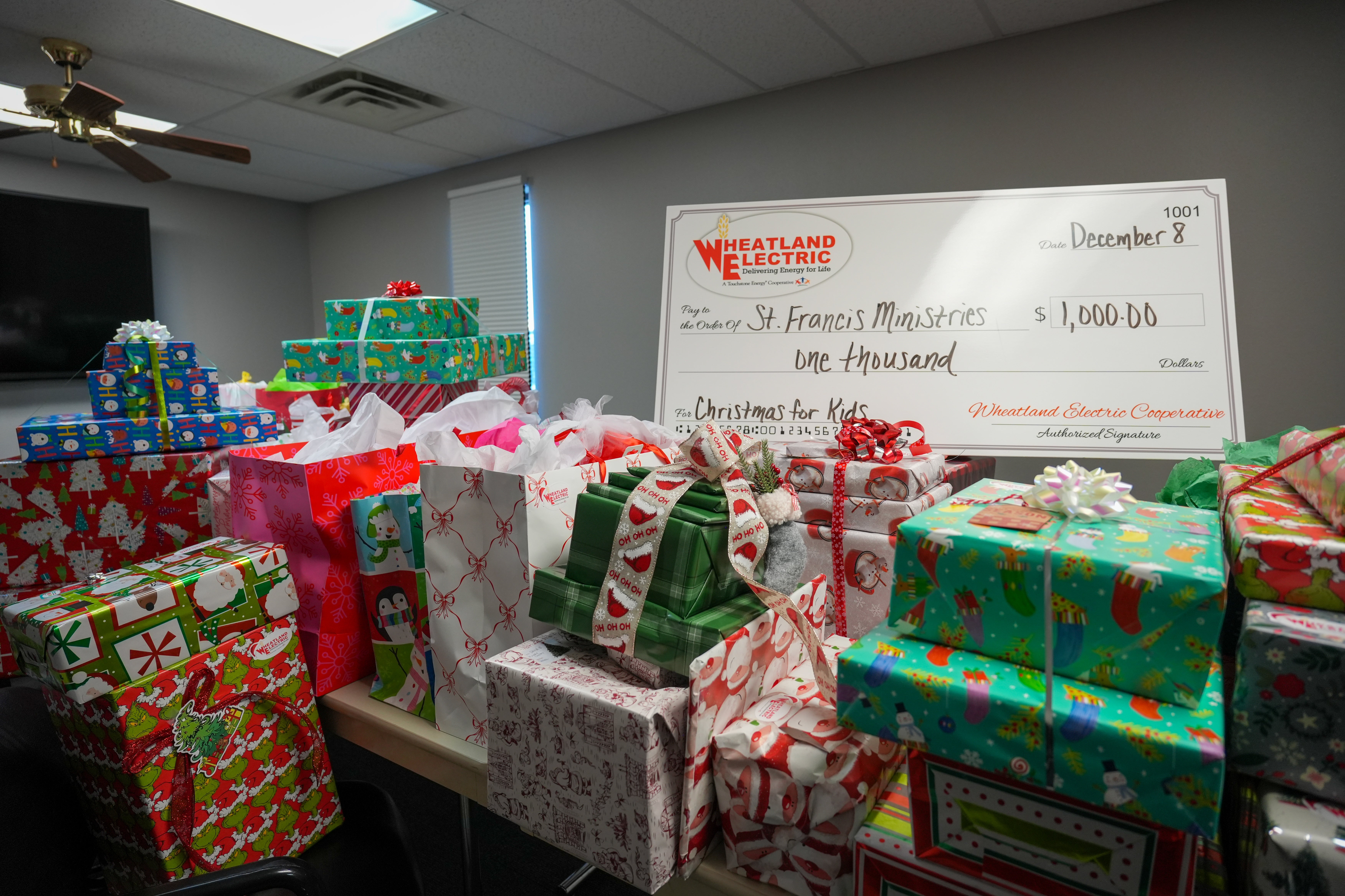 pile of gifts by check