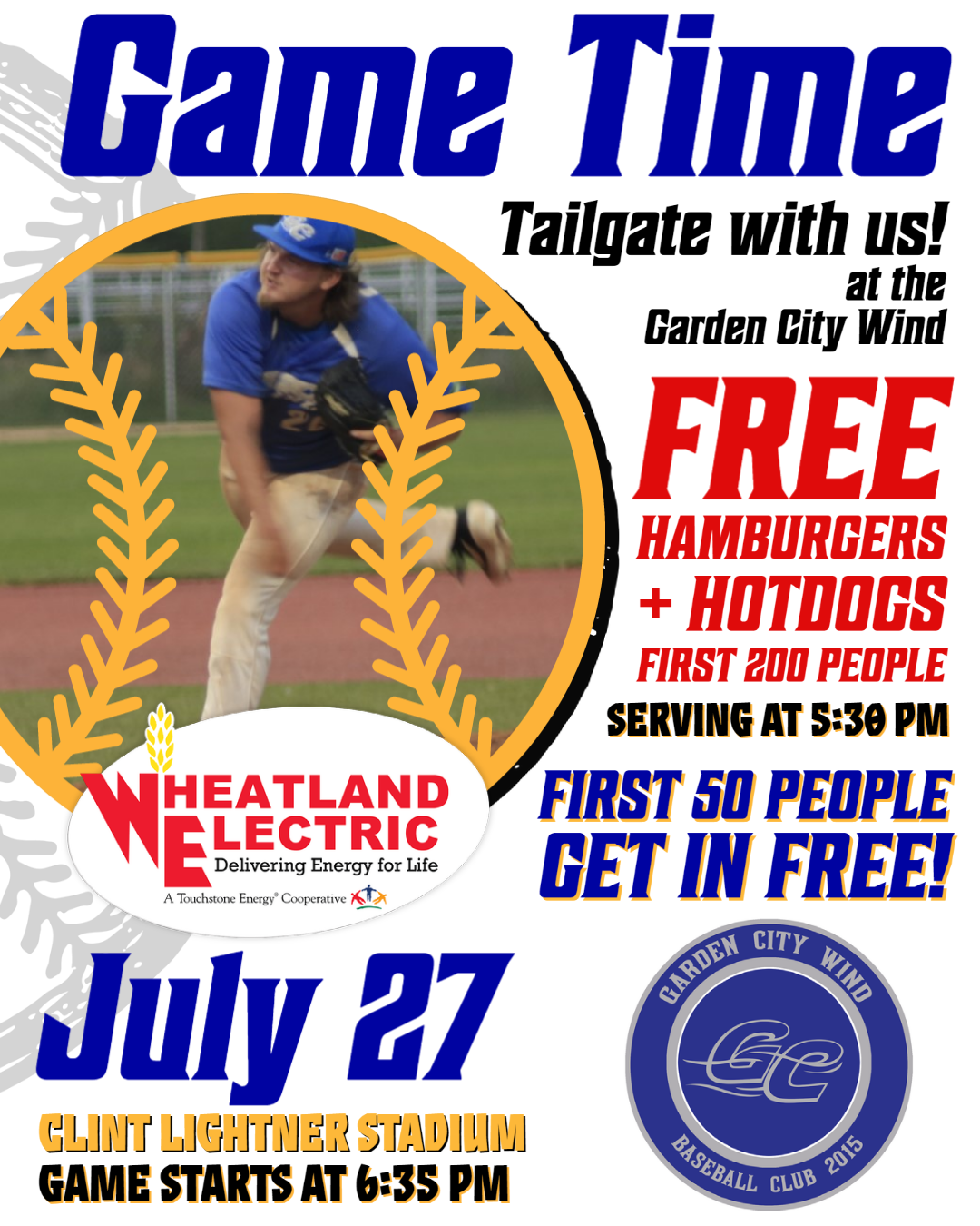 Garden City Wind Game Sponsors on July 27
