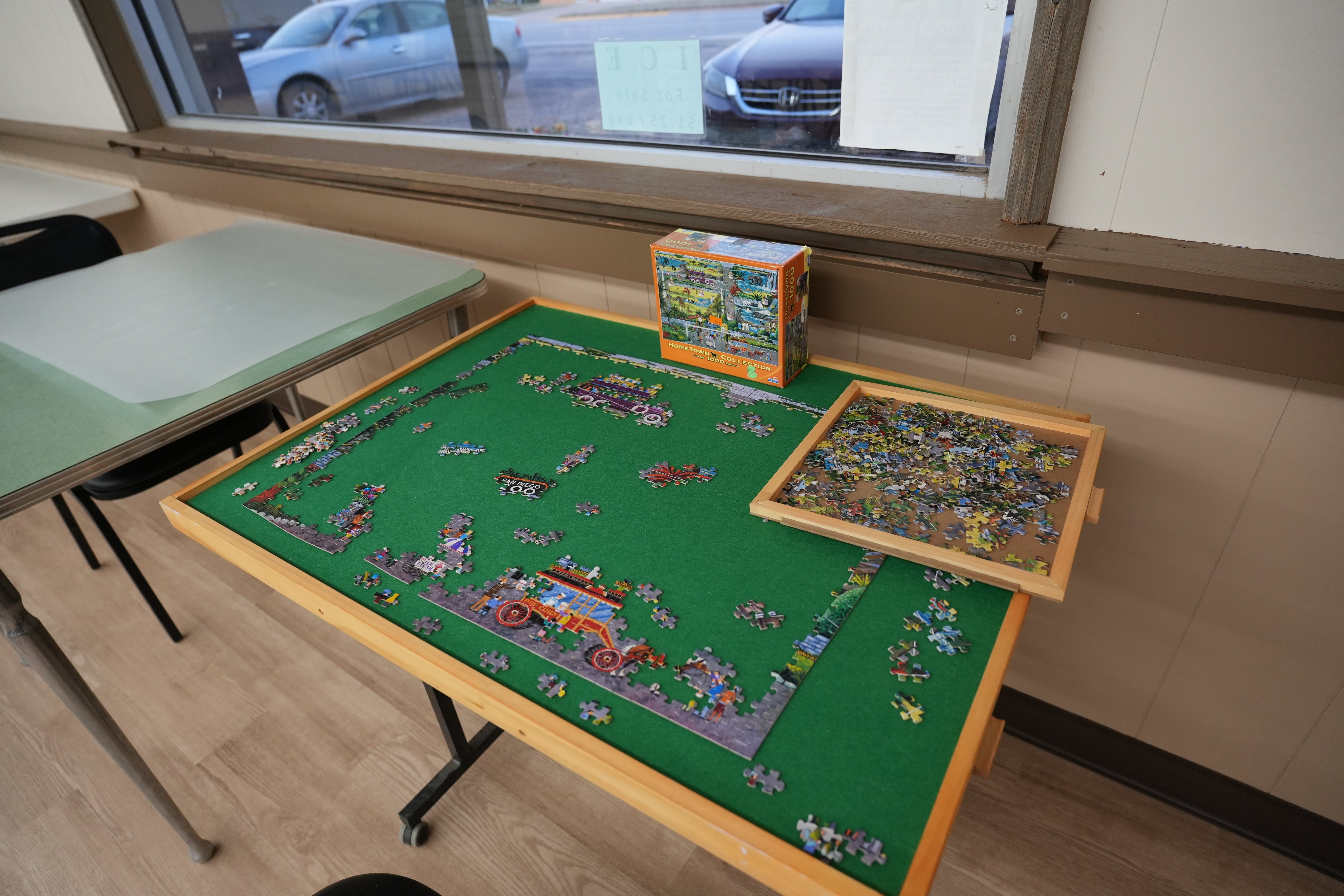 Puzzle pieces on a board
