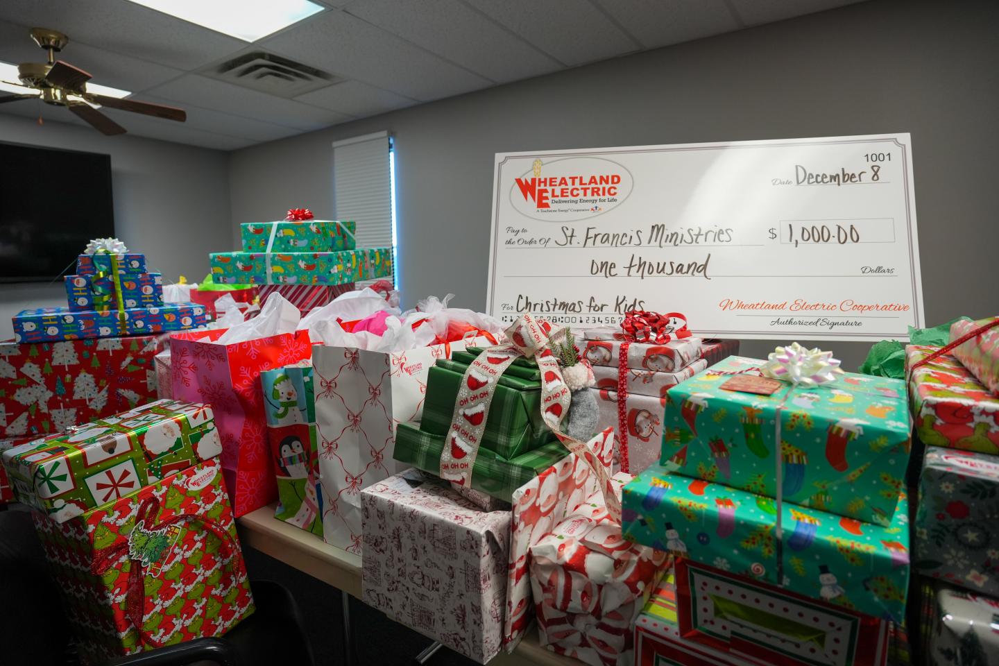 pile of gifts by check